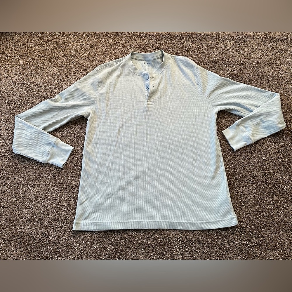 Lot/Bundle of two Old Navy Waffle Knit Thermal Henley Long Sleeve Shirts Size M